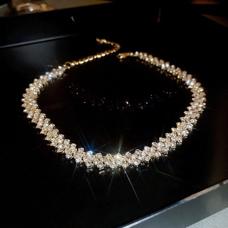 Women'S Fashion Jewellery - Luxury Shiny Full Rhinestone Choker Necklace