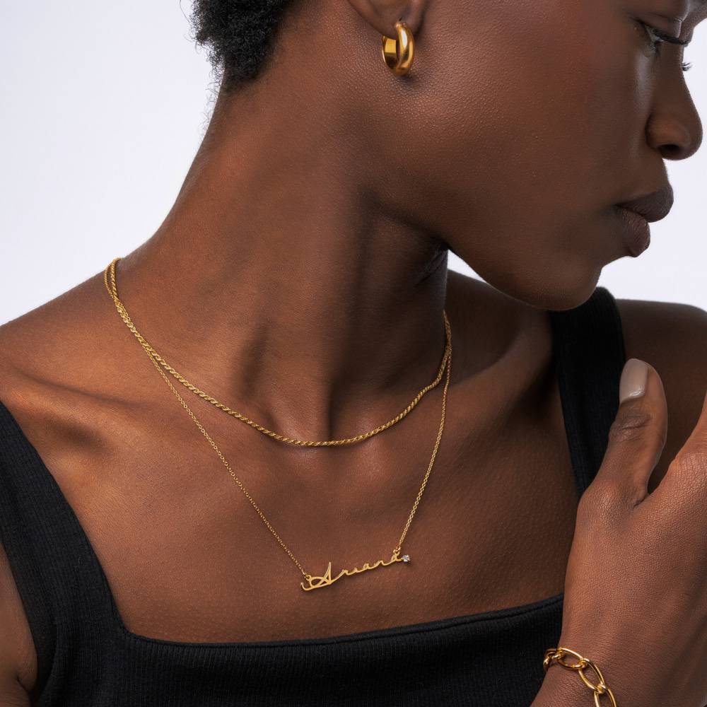 NAME NECKLACE WITH DIAMOND - G - Women Fashion Names 评论和价格