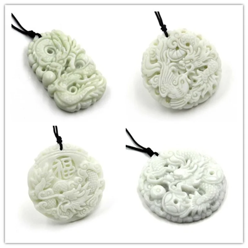Natural White jade Dragon Phoe - Women'S Fashion Jewellery 评论和价格