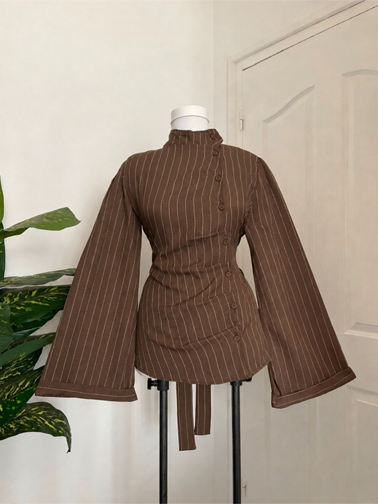 Women Long Sleeve Top Vertical - Women Fashion Necktie 评论和价格
