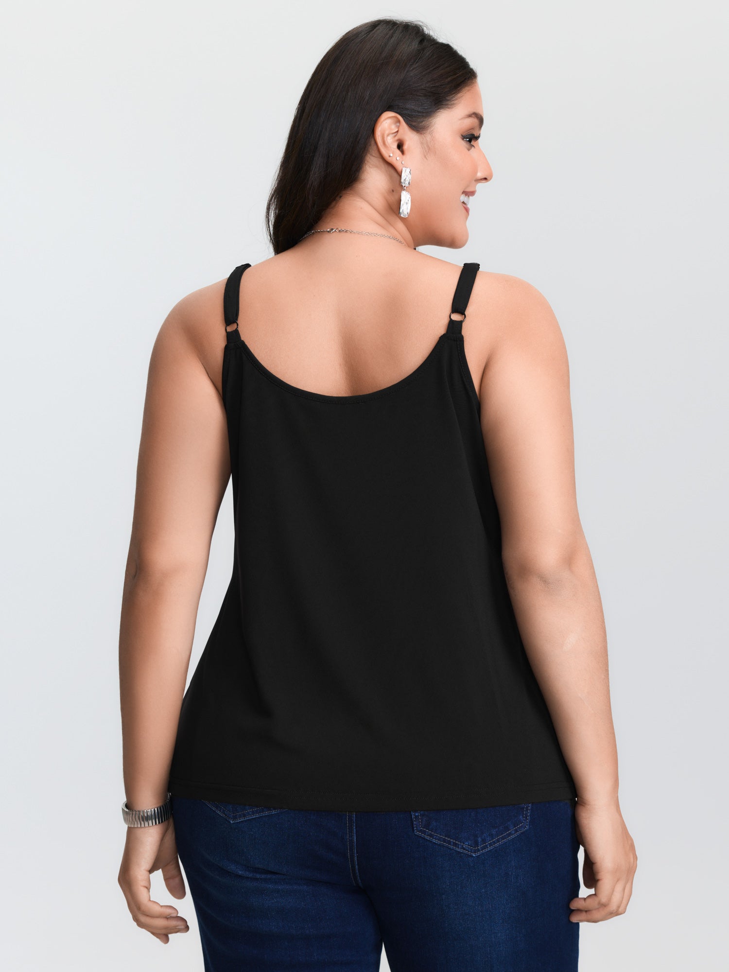 Plus‑size Black Knitted Camiso - Lace Trim Cami 评论和价格