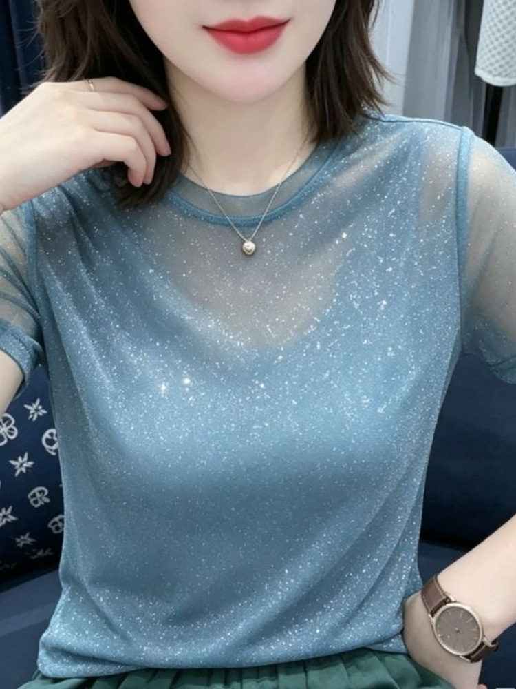 Shiny Sequin Elastic Net Sleev - Women Fashion Over The Years 评论和价格