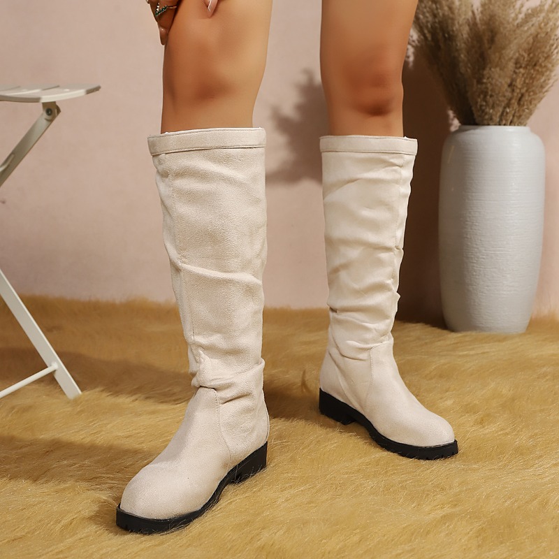 Spring Autumn Fashion Pleated  - Women'S Fashion Knee High Boots 评论和价格