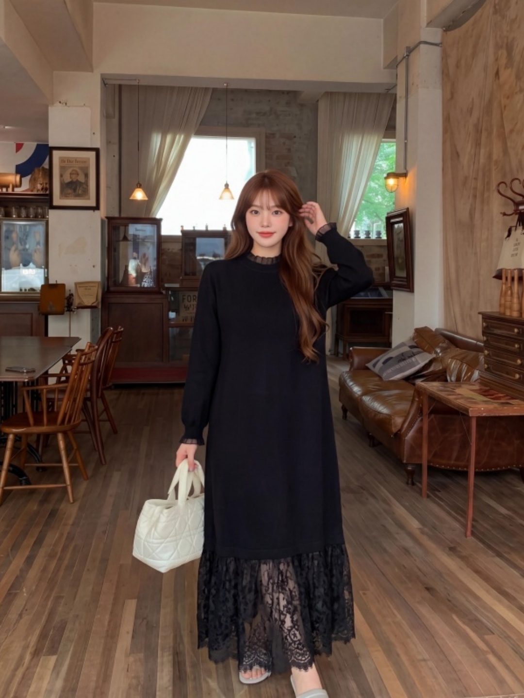 plus Size Lace Hem Knitted Dre - Women Fashion Over The Years 评论和价格